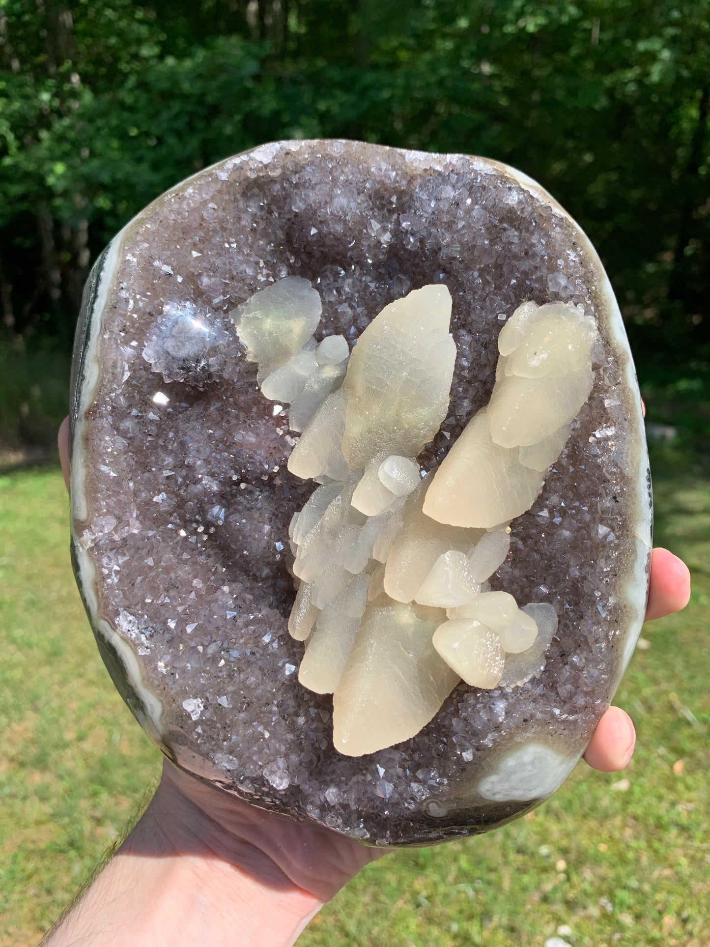 2.4KG Calcite Amethyst on Stand