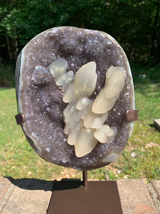 2.4KG Calcite Amethyst on Stand